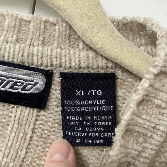 Y2K S Squared Sweater Mens XL Chenille V-neck Chunky Knit Skate Chandler Friends - Picture 2 of 9